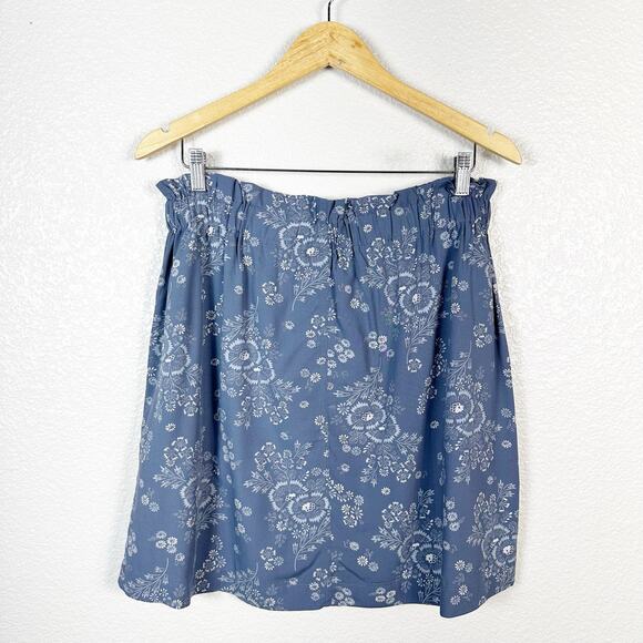 Madewell NWT Womens Paperbag Waist Blue Floral Mini Skirt Size Large - Picture 5 of 7